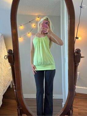 lululemon athletica Lime Green Gathered Halter Tank-y2k Yoga style
